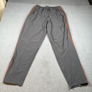 Nike FitDry Grey Track‎ Pants Mens L Zip Ankles Orange Stripe Y2K Athleisure